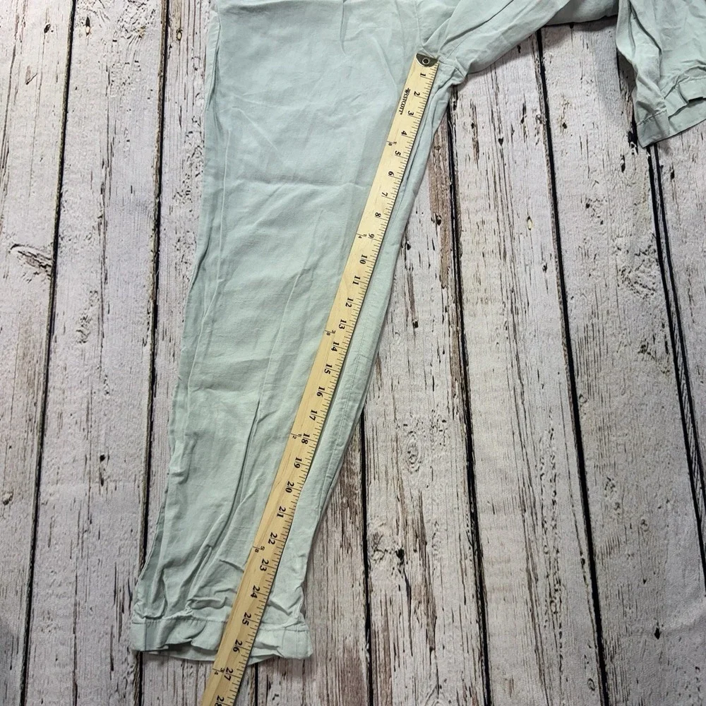 COS Linen Blend Pants Womens Size‎ 8 Light Green Tapered Leg Elastic Waist